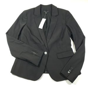 Ann taylor Womens solid black button up blazer 2